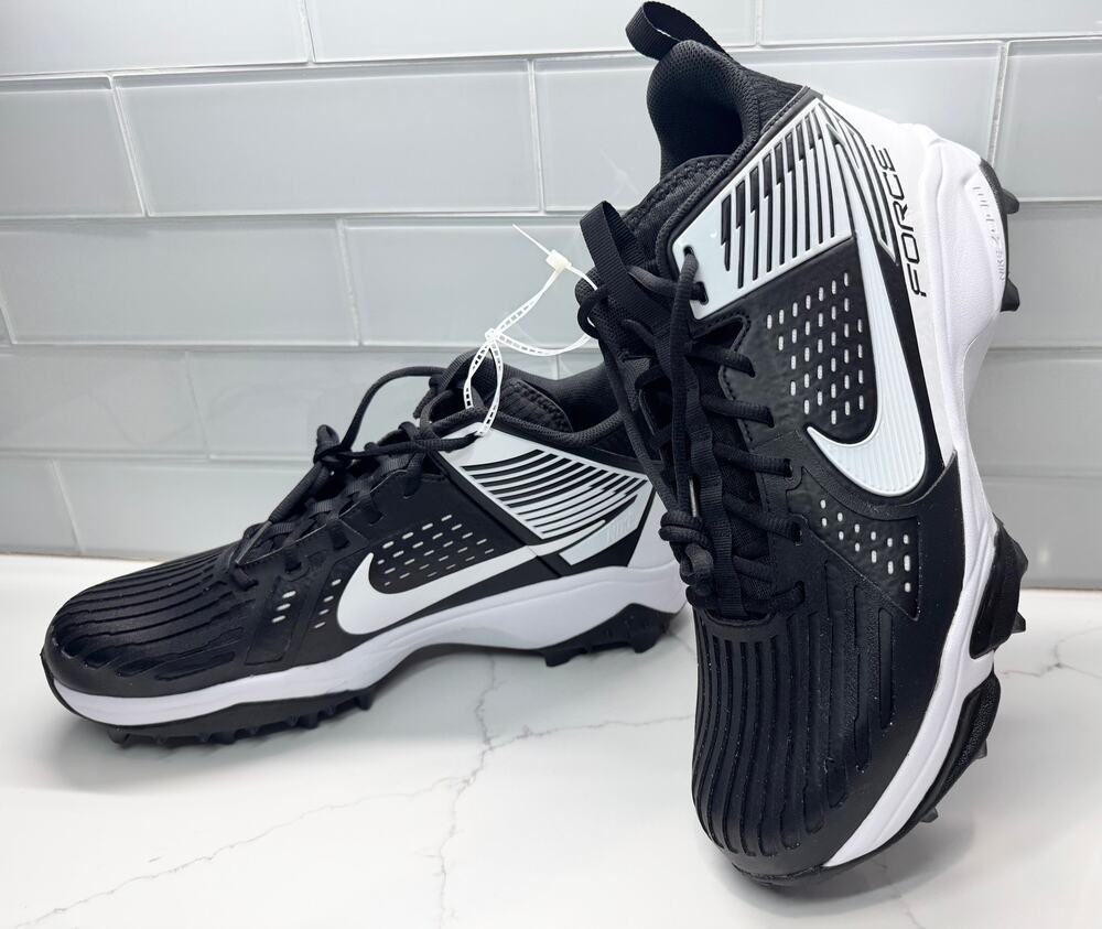 Nike Force Football Cleats, Black & White Mid-Top, Men's Size 14, NWOT